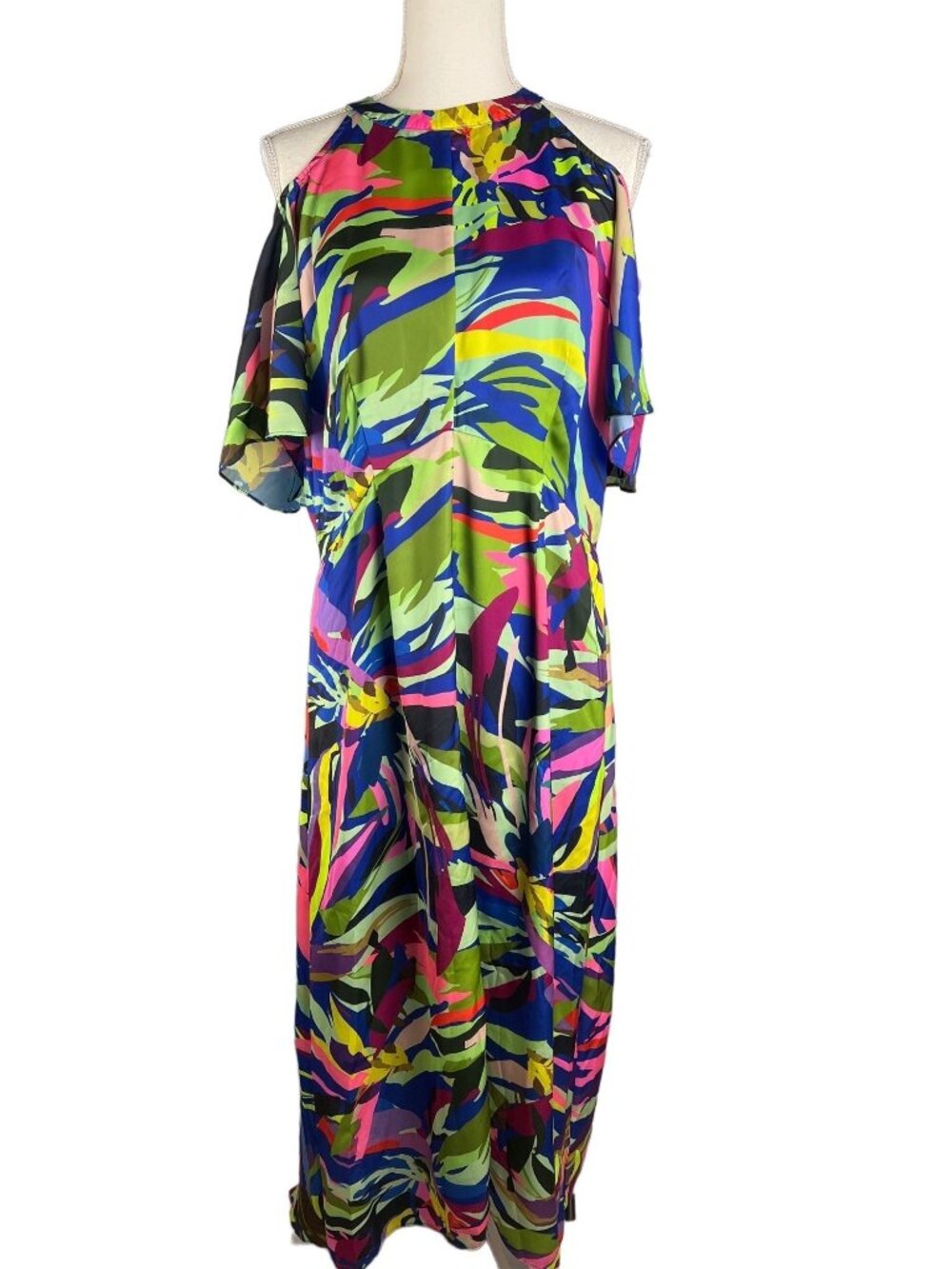 Gibson Latimer Cold Shoulder Abstract Print Maxi Dress size L